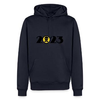 Pirat 2023, Totenkopf 2023, Halloween 2023 - Männer Premium Bio Hoodie - Navy - Vorne - Nico (187cm)