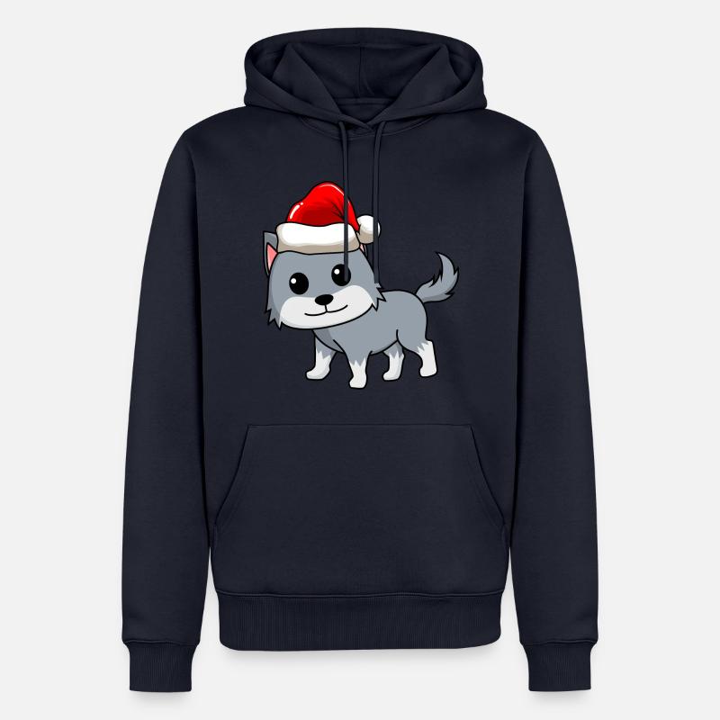 Wolf Comic Christmas - Sweat à capuche Premium bio Homme - bleu marine