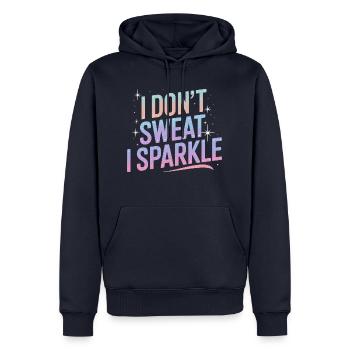 Ich schwitze nicht, ich glitzere! - Männer Premium Bio Hoodie - Navy - Vorne - Nico (187cm)