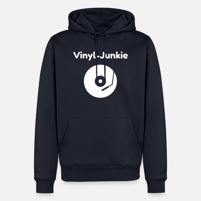 Accro au vinyle - Sweat à capuche Premium bio Homme - bleu marine