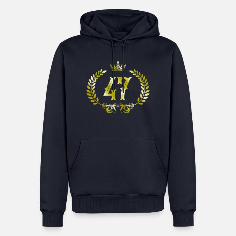 47 Couronne numérique - Sweat à capuche Premium bio Homme - bleu marine