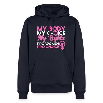Feminismus Rechte der Frauen Feministisch Geschenk - Männer Premium Bio Hoodie - Navy - Vorne - Nico (187cm)