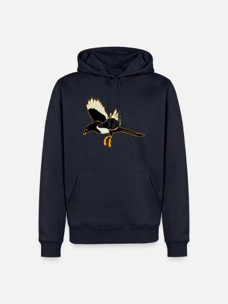 Schwarze Elster - Männer Premium Bio Hoodie - Navy