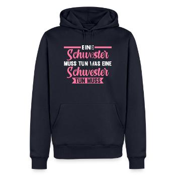Geschwister Familie Schwestern Schwester - Männer Premium Bio Hoodie - Navy - Vorne - Nico (187cm)