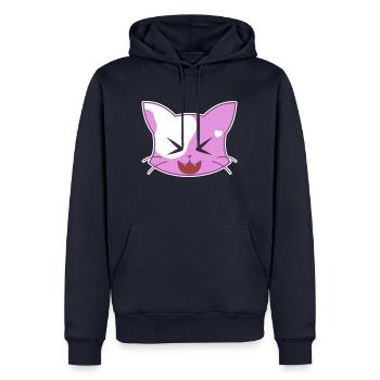 Cœur chat riant - Sweat à capuche Premium bio Homme - bleu marine - Devant - Nico (187cm)