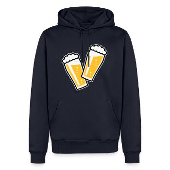 2 Biergläser Stoßen An (Bier / Willibecher / 3C) - Männer Premium Bio Hoodie - Navy - Vorne - Nico (187cm)
