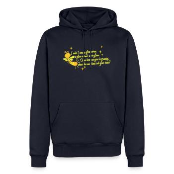 I wish I were a Glow Worm - Sweat à capuche Premium bio Homme - bleu marine - Devant - Nico (187cm)