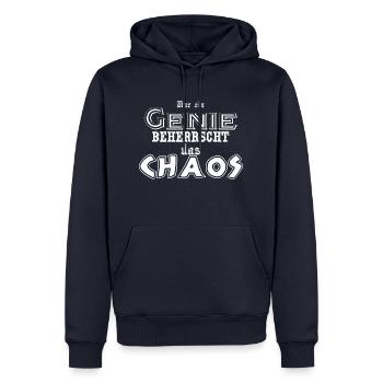 Nur ein Genie beherrscht das Chaos - Männer Premium Bio Hoodie - Navy - Vorne - Nico (187cm)