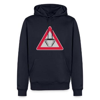 Vorsicht Schild Windel - Männer Premium Bio Hoodie - Navy - Vorne - Nico (187cm)
