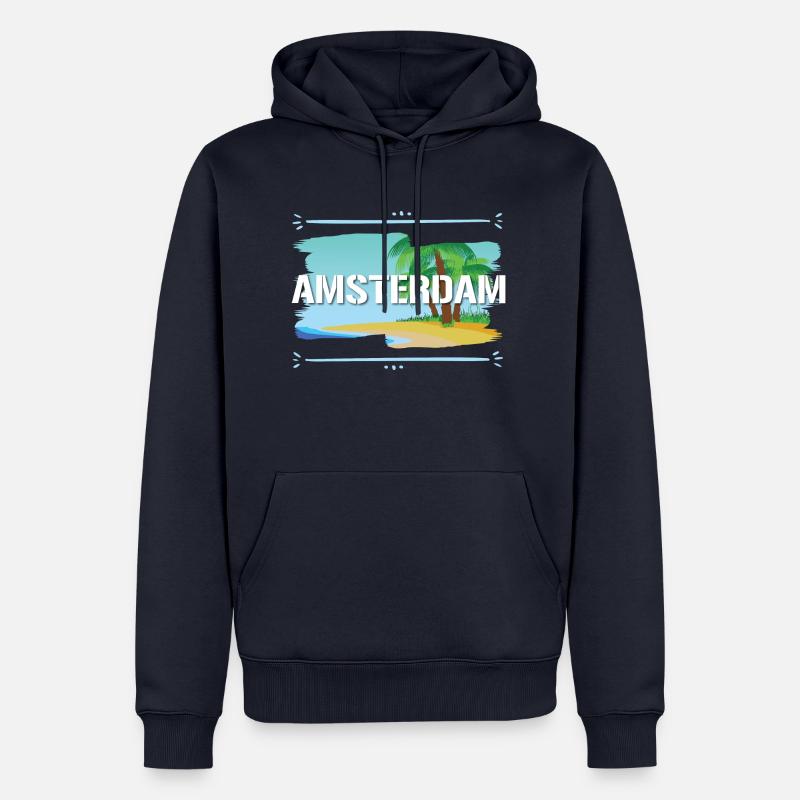 Amsterdam - Sweat à capuche Premium bio Homme - bleu marine