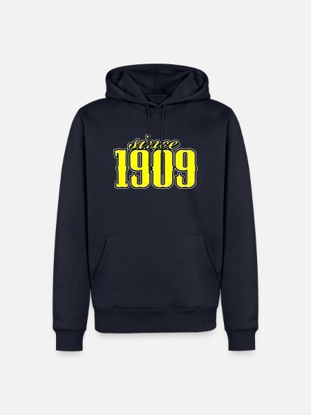 since 1909 (yellow) - Men’s Premium Organic Hoodie - navy