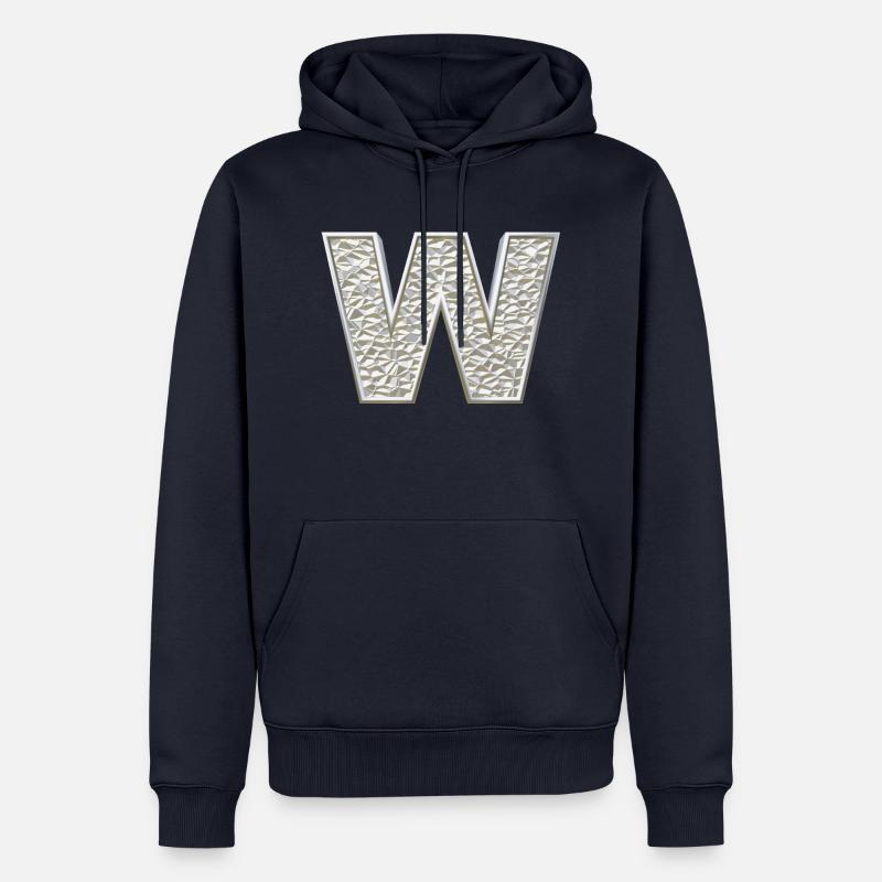 W, lettre, initiale, monogramme, - Sweat à capuche Premium bio Homme - bleu marine