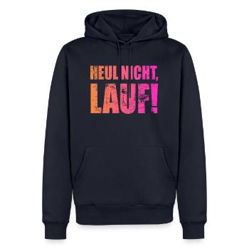 Ne pleurez pas, courez ! - Course à pied, jogging, sport, course à pied - Sweat à capuche Premium bio Homme - bleu marine - Devant - Nico (187cm)