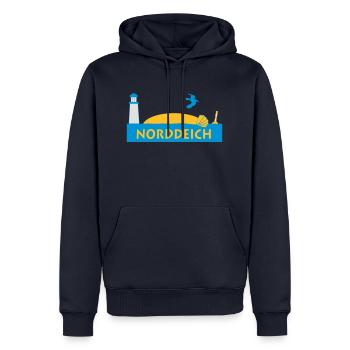 norddeich - Männer Premium Bio Hoodie - Navy - Vorne - Nico (187cm)