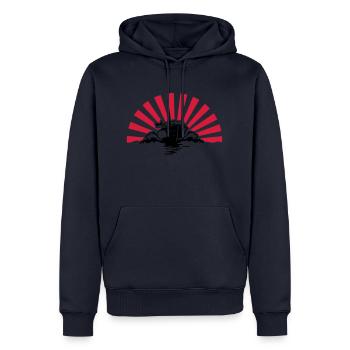 Motorboot 2C - Männer Premium Bio Hoodie - Navy - Vorne - Nico (187cm)