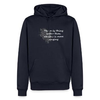 Plus de chanteurs chantants Cadeau - Sweat à capuche Premium bio Homme - bleu marine - Devant - Nico (187cm)