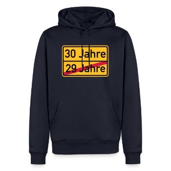 30. Geburtstag - Männer Premium Bio Hoodie - Navy - Vorne - Nico (187cm)