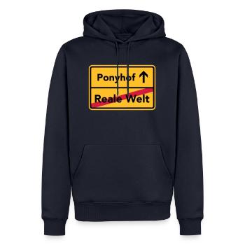 Ponyhof - Männer Premium Bio Hoodie - Navy - Vorne - Nico (187cm)