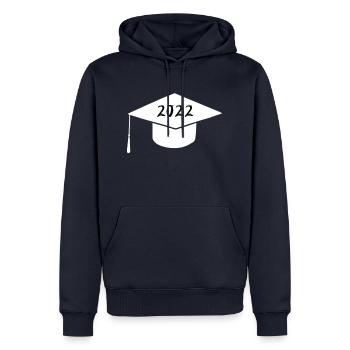 Absolventenhut für Bachelor oder Master - Männer Premium Bio Hoodie - Navy - Vorne - Nico (187cm)