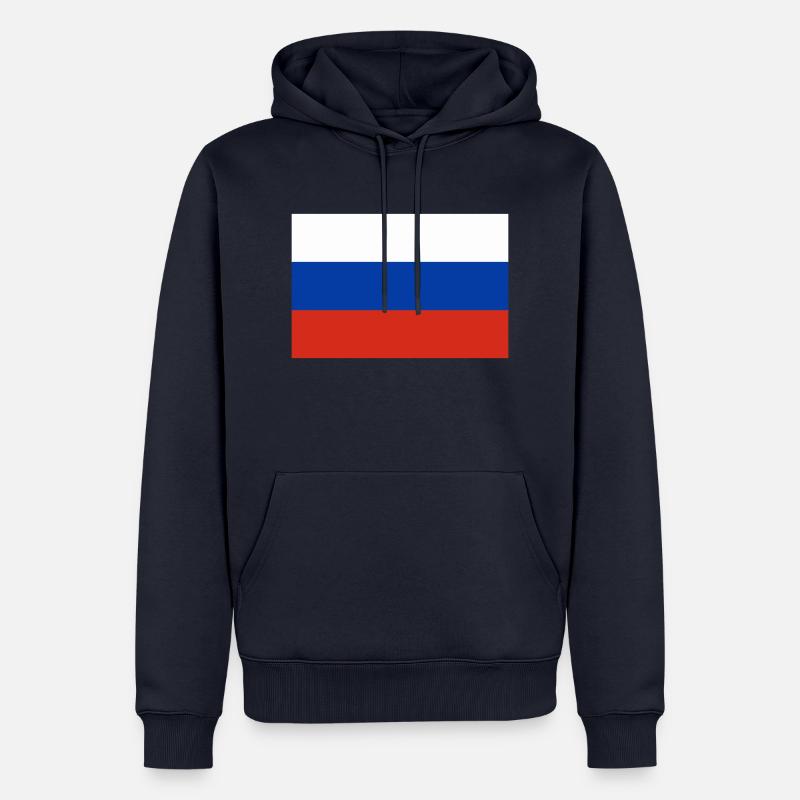 Drapeau Russie / Russian flag - Sweat à capuche Premium bio Homme - bleu marine