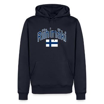 Riihimäki drapeau finlandais - Sweat à capuche Premium bio Homme - bleu marine - Devant - Nico (187cm)