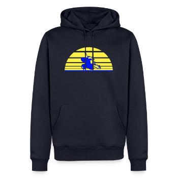 Einhorn Springt Sonne Streifen Süß Cool Silhouette - Männer Premium Bio Hoodie - Navy - Vorne - Nico (187cm)