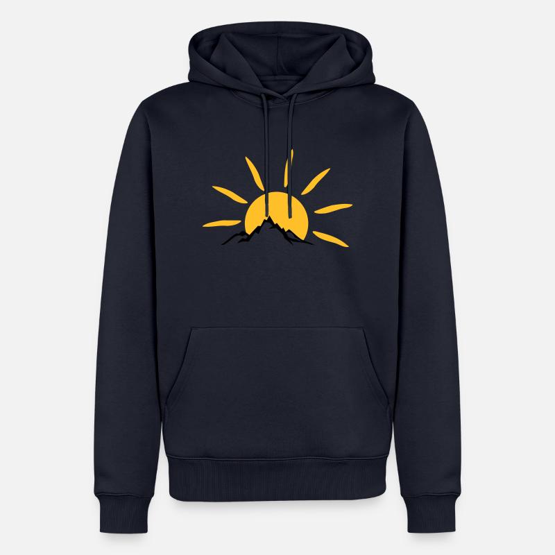 Landschaft - Berge Sonne - Männer Premium Bio Hoodie - Navy