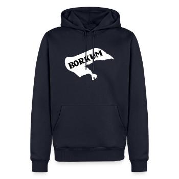 Île de Borkum - Sweat à capuche Premium bio Homme - bleu marine - Devant - Nico (187cm)