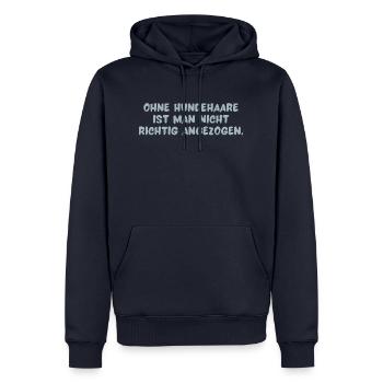 Statement Leben mit Hund = Leben mit Haaren - Männer Premium Bio Hoodie - Navy - Vorne - Nico (187cm)