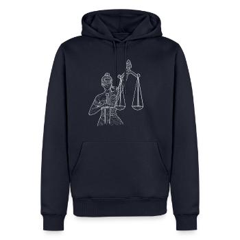 blanc Balance - Sweat à capuche Premium bio Homme - bleu marine - Devant - Nico (187cm)