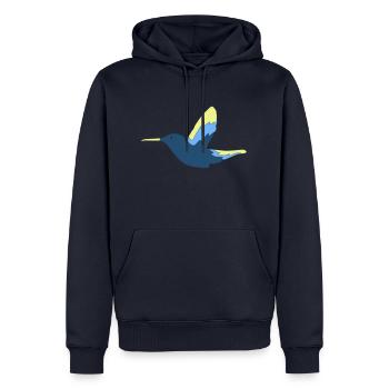 Colibri Oiseau - Sweat à capuche Premium bio Homme - bleu marine - Devant - Nico (187cm)