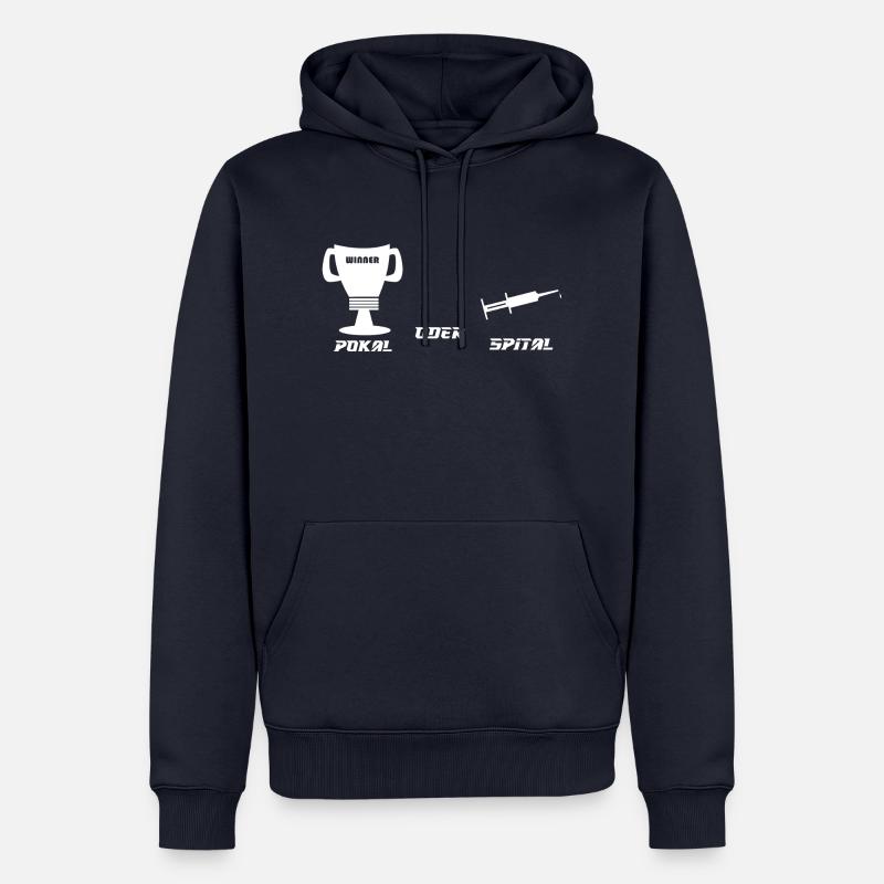 Pokal oder Spital weiss - Männer Premium Bio Hoodie - Navy