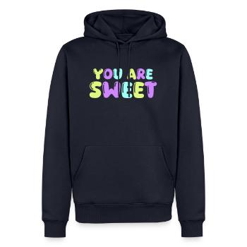 you are sweet - Männer Premium Bio Hoodie - Navy - Vorne - Nico (187cm)