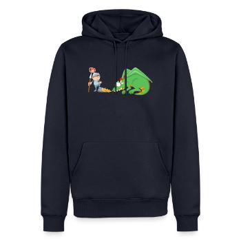 Ritter und Drache - Männer Premium Bio Hoodie - Navy - Vorne - Nico (187cm)