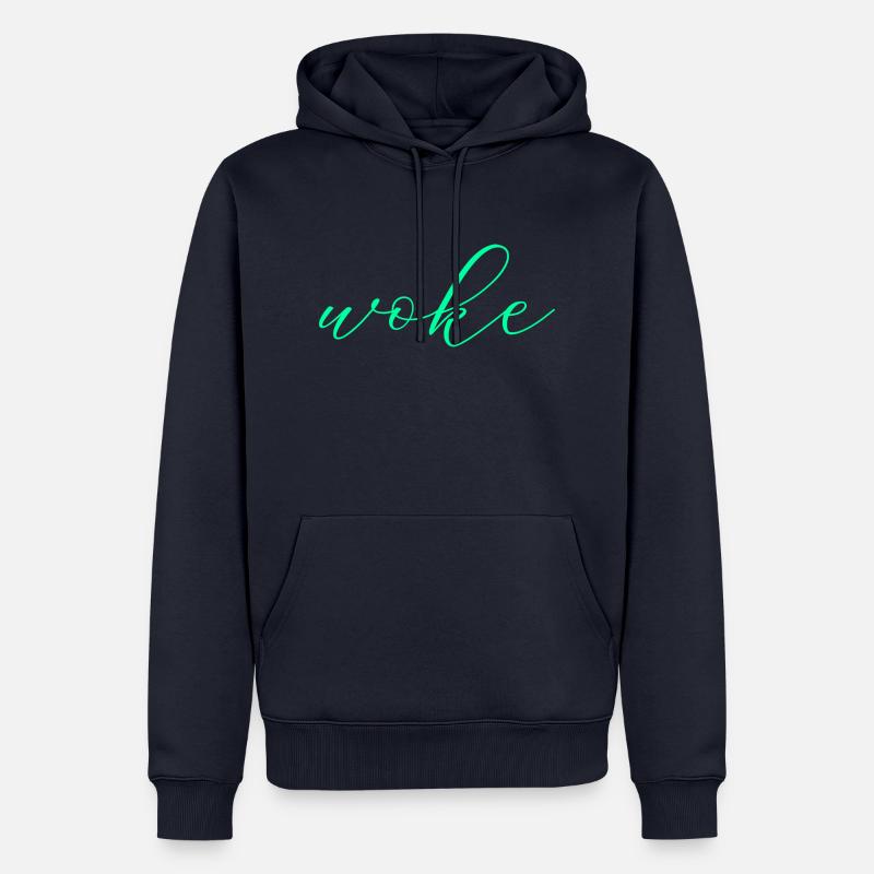 Autodérision : WOKE - Sweat à capuche Premium bio Homme - bleu marine