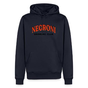 Negroni Drinking Club Schrifzug - Männer Premium Bio Hoodie - Navy - Vorne - Nico (187cm)