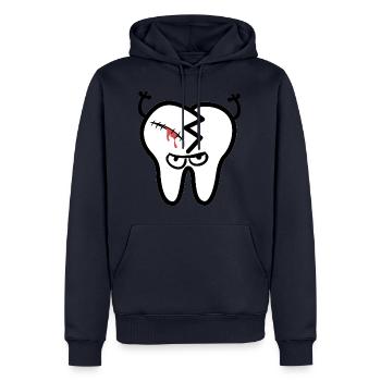 mauvaise dent - Sweat à capuche Premium bio Homme - bleu marine - Devant - Nico (187cm)