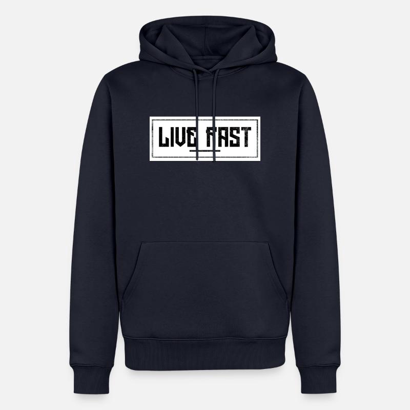En direct De l’inscription - Sweat à capuche Premium bio Homme - bleu marine
