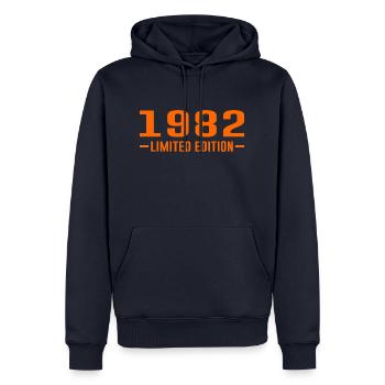 Cadeau de 40e anniversaire 1982 - Sweat à capuche Premium bio Homme - bleu marine - Devant - Nico (187cm)