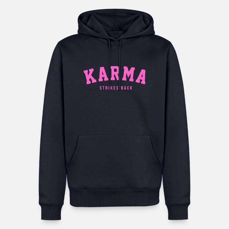 KARMA STRIKES BACK - Männer Premium Bio Hoodie - Navy