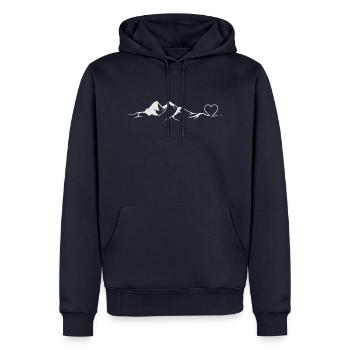 Bergverliebt - (B.k.w) - Männer Premium Bio Hoodie - Navy - Vorne - Nico (187cm)