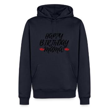 Joyeux anniversaire maman de l’anniversaire de l’homme préféré - Sweat à capuche Premium bio Homme - bleu marine - Devant - Nico (187cm)