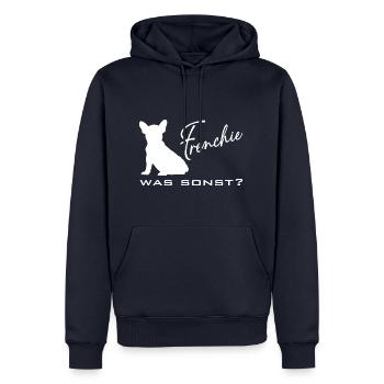 Frenchie was sonst mein Lieblingshund Frenchie - Männer Premium Bio Hoodie - Navy - Vorne - Nico (187cm)