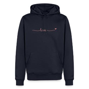 Amour - Sweat à capuche Premium bio Homme - bleu marine - Devant - Nico (187cm)