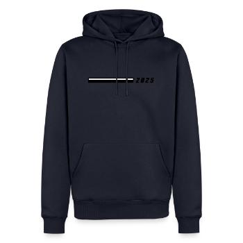 2025 Jahr - Männer Premium Bio Hoodie - Navy - Vorne - Nico (187cm)