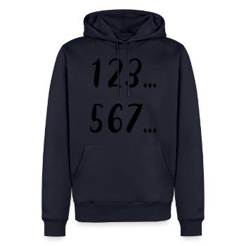 123 ... 567 ... Salsa Cubana Design. Conception de la danse. - Sweat à capuche Premium bio Homme - bleu marine - Devant - Nico (187cm)
