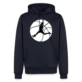 Shirt de basket-ball pour sportifs - Sweat à capuche Premium bio Homme - bleu marine - Devant - Nico (187cm)