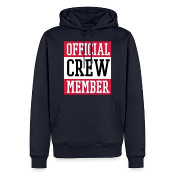 official crew member - Sweat à capuche Premium bio Homme - bleu marine - Devant - Nico (187cm)