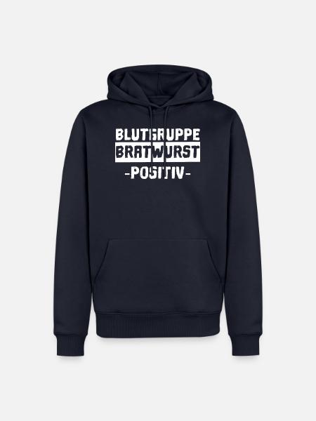 Blutgruppe Bratwurst Positiv - Männer Premium Bio Hoodie - Navy