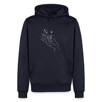 planète - Sweat à capuche Premium bio Homme - bleu marine - Devant - Nico (187cm)